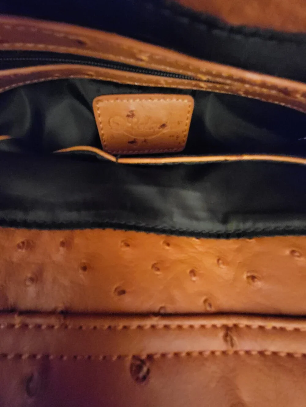 NWOT Penelope Ann 14.5x12x6  Orange Ostrich-Texture Top-Handle Tote Bag - Picture 5 of 14